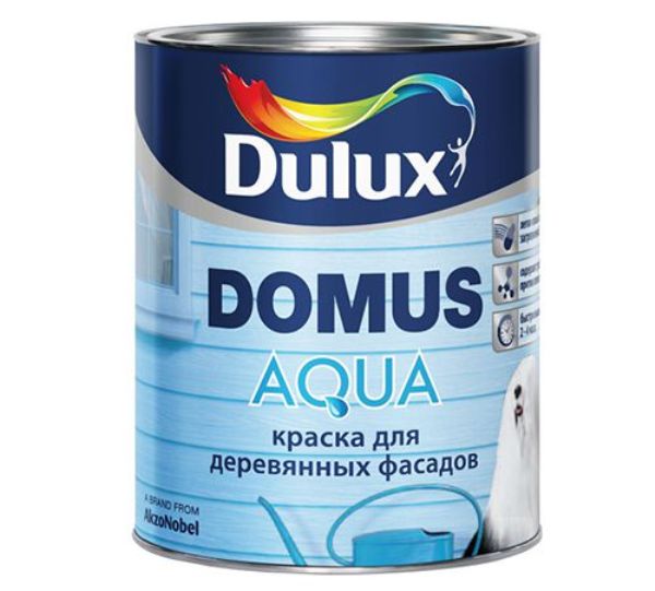 Краска для деревянных фасадов Dulux Domus Aqua (1л) База BW (белая)