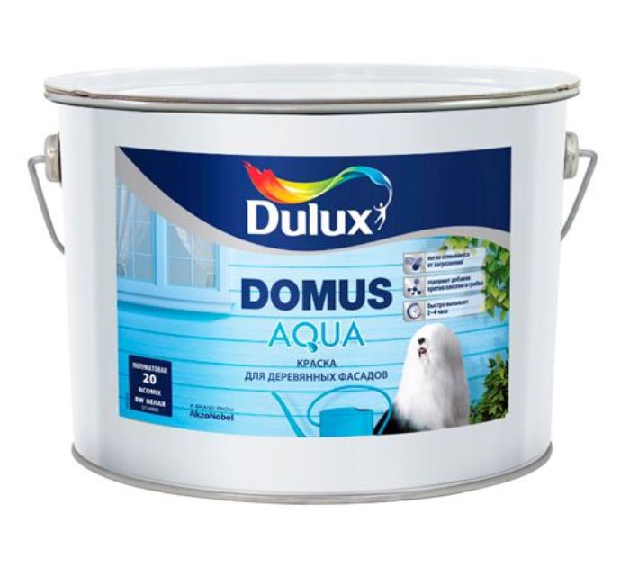 Краска для деревянных фасадов Dulux Domus Aqua (10л) База BW (белая)