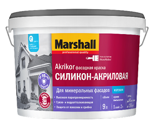 Краска Marshall Akrikor Фасадная Силикон-акриловая (9л.) BC (прозрачная, поверхности)