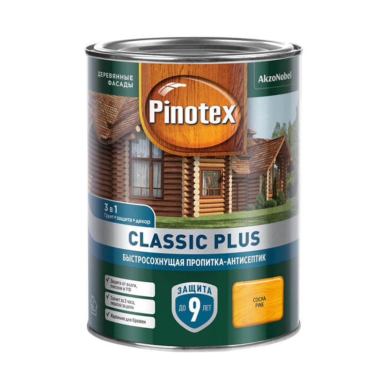Антисептик Pinotex Classic Plus 3в1 (0,9л) Сосна