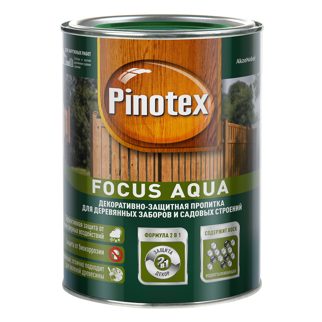 Pinotex Focus Aqua, Орех, 2,5л., декоративно-защитная пропитка