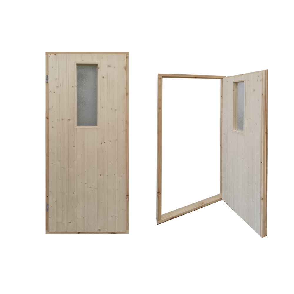 Банная дверь хвоя 1750*750мм (Стекло 600х200,ЛЕВАЯ,евров-ка,наплав,петли универс.)