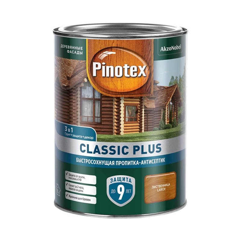 Антисептик Pinotex Classic Plus 3в1 (0,9л) Лиственница
