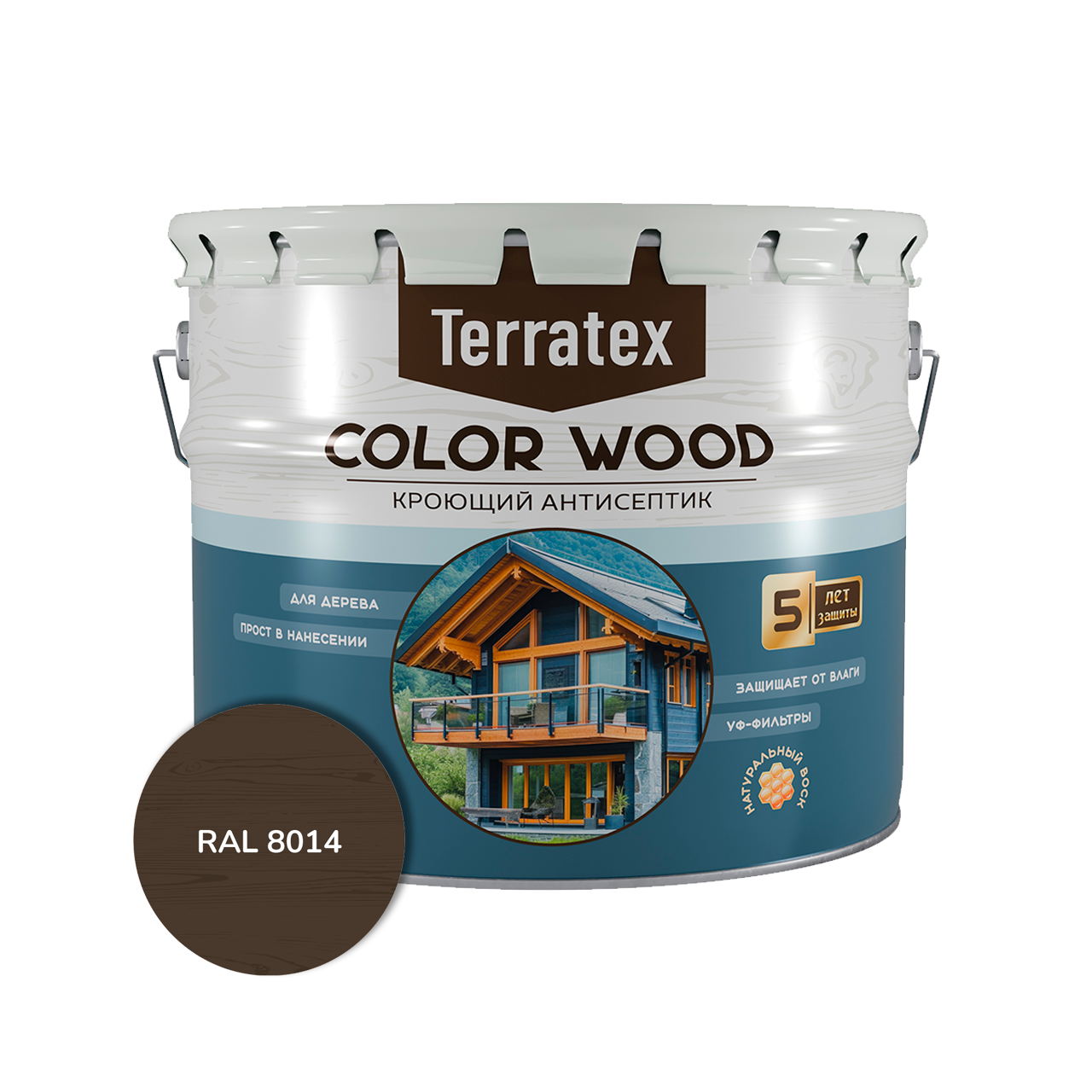 Антисептик кроющий Terratex, RAL 8014, 10кг