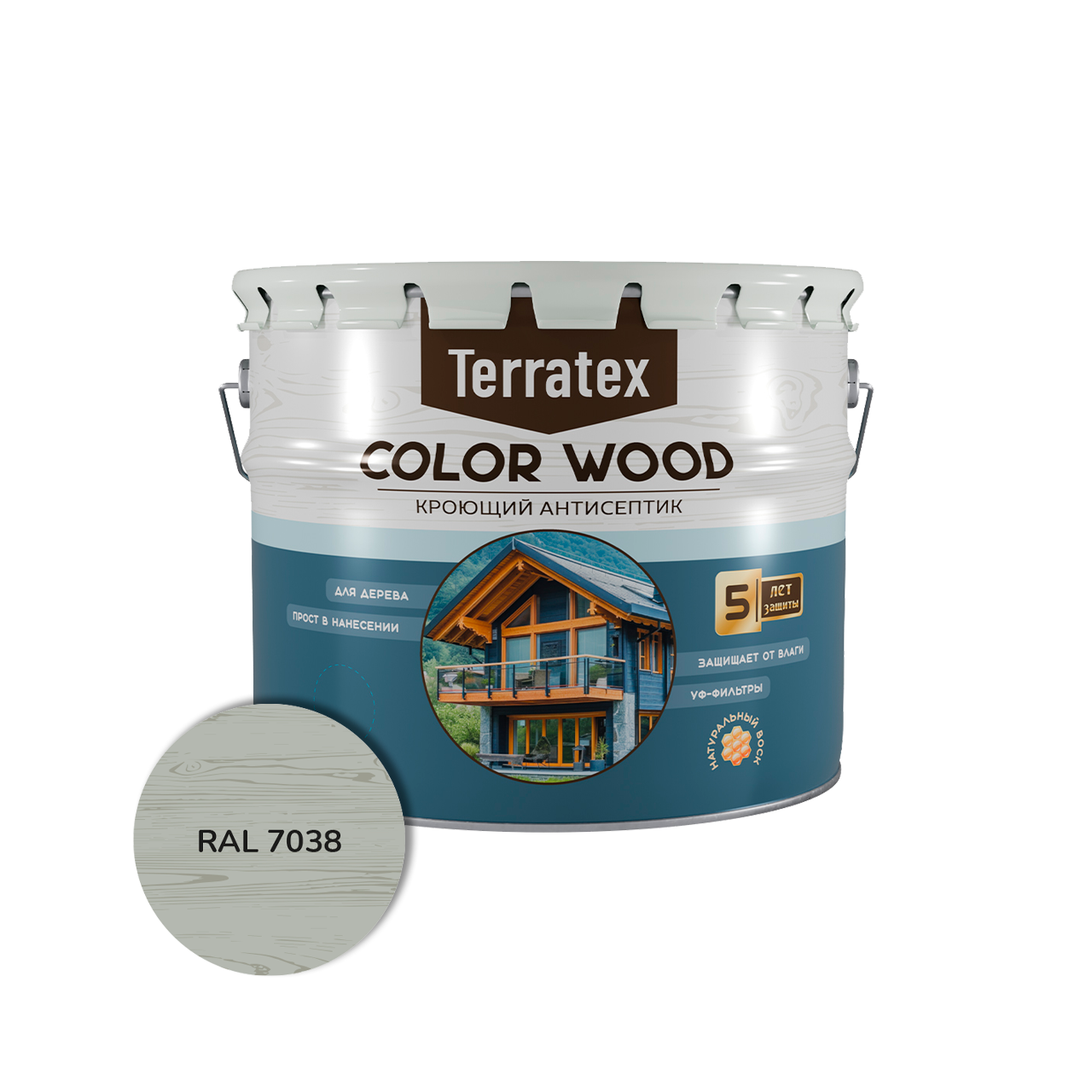 Антисептик кроющий Terratex, RAL 7038, 2,6кг