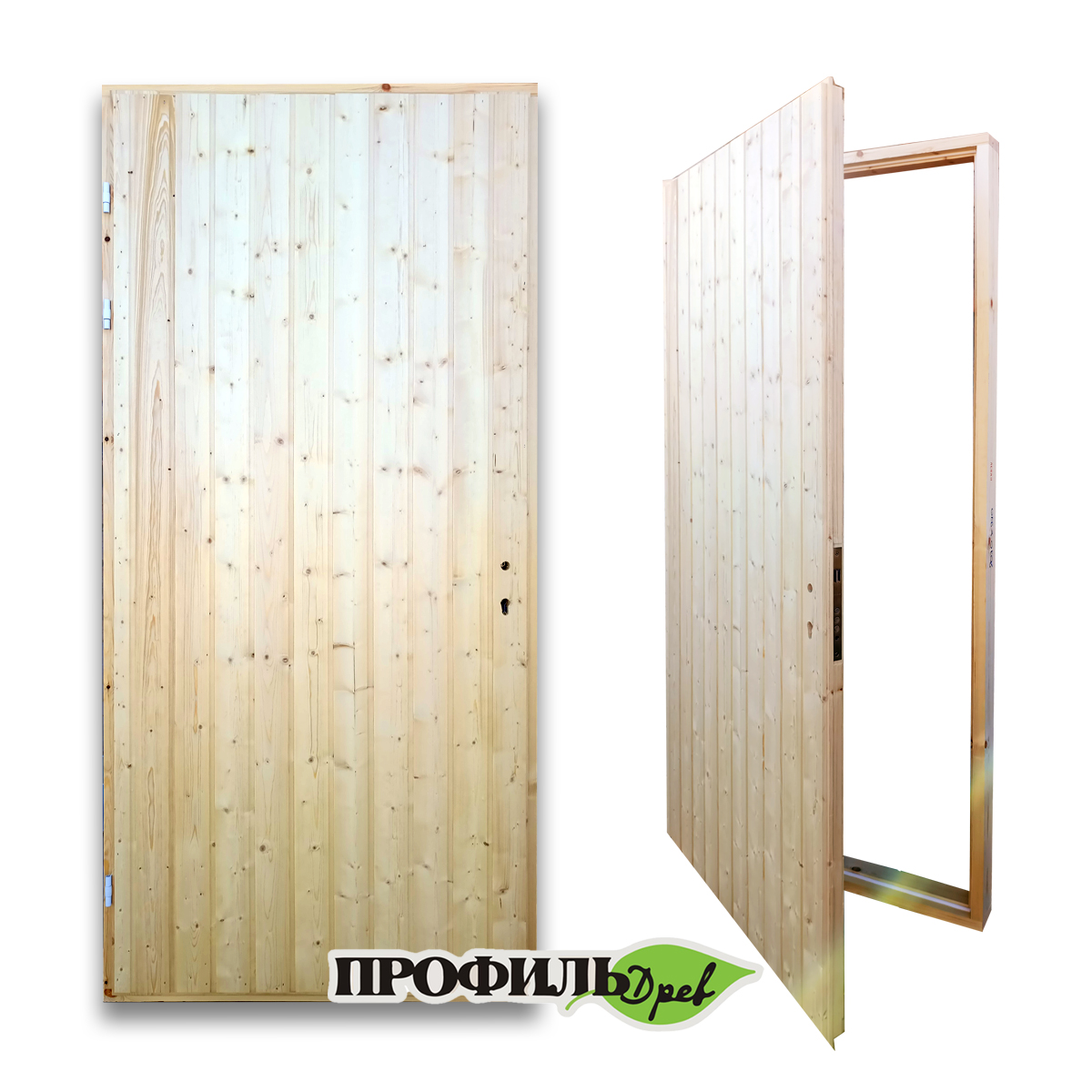 Дверной блок утепленный 1870х870мм., вагонка ЕВРО, антисептик, ПРАВАЯ, замок, утеплитель, уплотнитель, петли, наплав